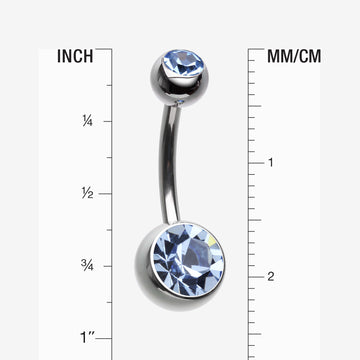 Detail View 1 of Implant Grade Titanium Internally Threaded Basic Belly Button Ring-Light Blue